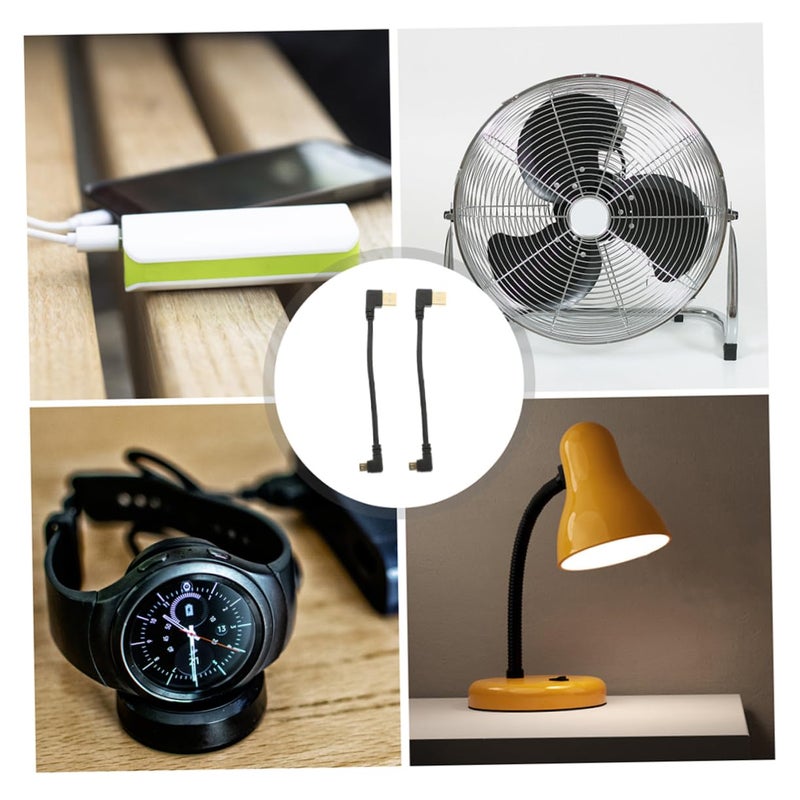 قطعتان من كابل USB صغير أسود بزاوية قائمة للشحن السريع ونقل البيانات - Image 3
